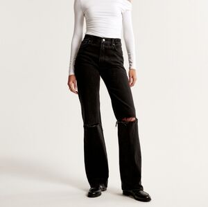 High Rise 90s Relaxed Jeans - Black Destroy